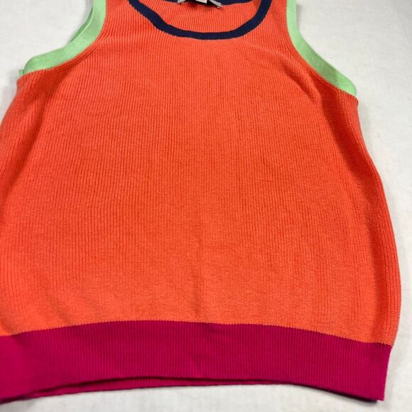 LOFT Sleeveless Sweater Tank Colorblock Casual Preppy Knit Work Pullover MEDIUM - Picture 2 of 10